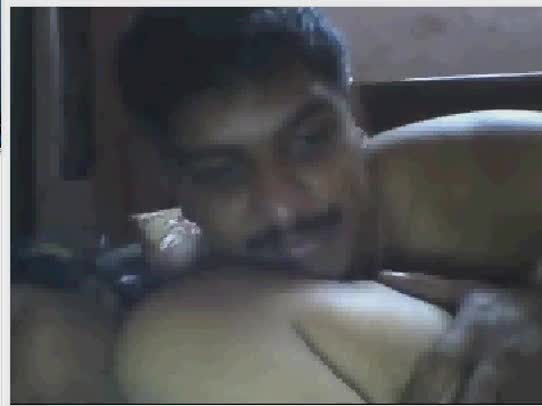 Indian gf with masked sucking boyfriend cock on webcam